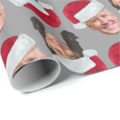 Joe and Kamala Santa Hat Funny Christmas Silver Cadeaupapier (Rol Hoek)