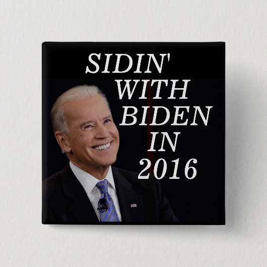 JOE BIDEN 2016 VIERKANTE BUTTON 5,1 CM (Voorkant)