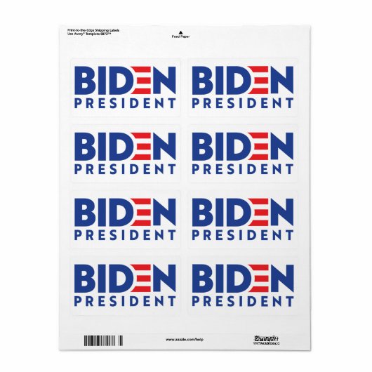 Joe Biden 2020 Biden voor President Etiket (Full Sheet)