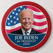 Joe Biden 2020 Foto met Amerikaanse vlag rode gren Ronde Button 6,0 Cm (Voorkant)