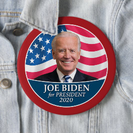 Joe Biden 2020 Foto met Amerikaanse vlag rode gren Ronde Button 6,0 Cm