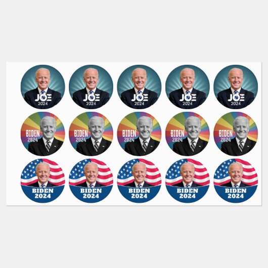 Joe Biden 2024 - 3 Campagneversies Labels (Vel)
