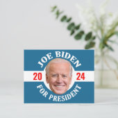 Joe Biden 2024 - Classic Design Blauw Wit Foto Briefkaart (Staand voorkant)