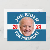 Joe Biden 2024 - Classic Design Blauw Wit Foto Briefkaart (Voorkant / Achterkant)