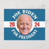 Joe Biden 2024 - Classic Design Blauw Wit Foto Briefkaart (Voorkant)
