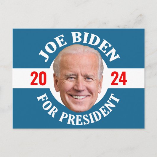 Joe Biden 2024 - Classic Design Blauw Wit Foto Briefkaart (Voorkant)