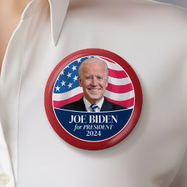 Joe Biden 2024 Foto - Amerikaanse vlag rode grens Ronde Button 5,7 Cm