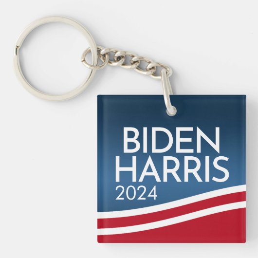 Joe Biden 2024 - Modern Wave Design Button Sleutelhanger (Voorkant)