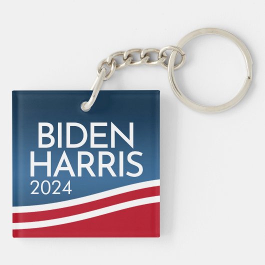 Joe Biden 2024 - Modern Wave Design Button Sleutelhanger (Achterkant)