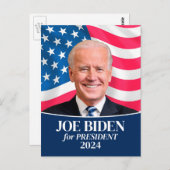 Joe Biden 2024 voor President Foto en vlag Briefkaart (Voorkant / Achterkant)