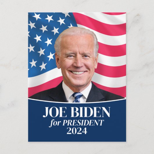 Joe Biden 2024 voor President Foto en vlag Briefkaart (Voorkant)
