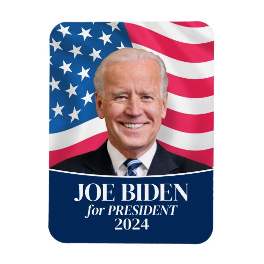 Joe Biden 2024 voor President Foto en Vlag koelkas Magneet (Verticaal)