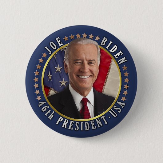 Joe Biden 46th President USA Herdenkingsfoto Ronde Button 5,7 Cm (Voorkant)