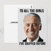 JOE BIDEN ALLE MEISJES DIE IK VÓÓR HEB GESNIJD BRIEFKAART (Voorkant / Achterkant)