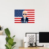 Joe Biden Amerikaanse vlag 2024 Verkiezingen Poster (Thuiskantoor)