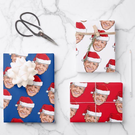 Joe Biden Blue Kerstmis Inpakpapier Vel (Voorkant)