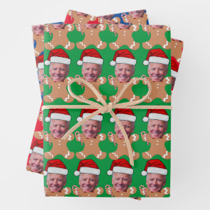 Joe Biden Custom Face Foto Gingerbread Xmas Inpakpapier Vel