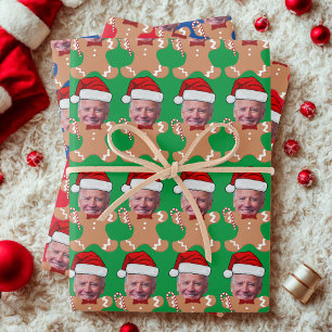 Joe Biden Custom Face Foto Gingerbread Xmas Inpakpapier Vel