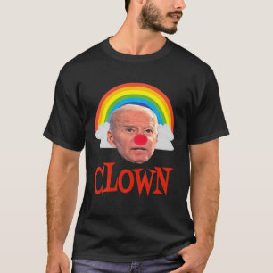 Joe Biden de clown en de regenboog en wolken T-shirt