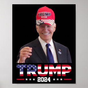 Joe Biden draagt een Pet van Trump 1 Poster