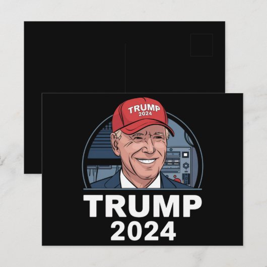 Joe Biden draagt een Pet van Trump Briefkaart (Voorkant / Achterkant)