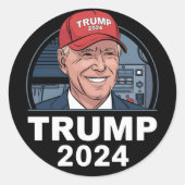 Joe Biden draagt een Pet van Trump Ronde Sticker (Voorkant)