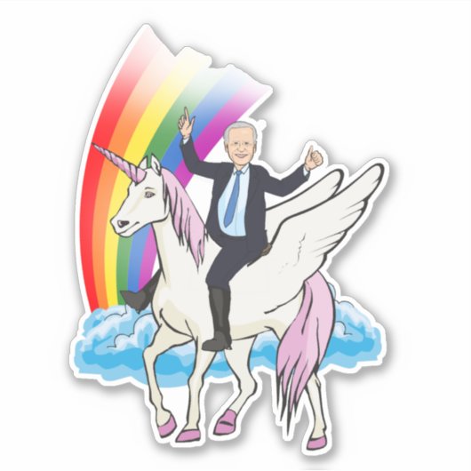 Joe Biden Eenhoorns & Regenbogen Sticker (Voorkant)