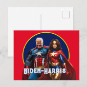 Joe Biden en Kamala Harris als superhelden Briefkaart (Voorkant / Achterkant)