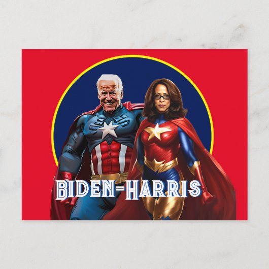 Joe Biden en Kamala Harris als superhelden Briefkaart (Voorkant)