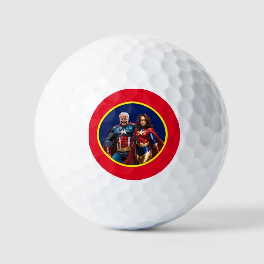 Joe Biden en Kamala Harris als superhelden Golfballen (Voorkant)