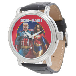 Joe Biden en Kamala Harris als superhelden Horloge
