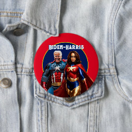 Joe Biden en Kamala Harris als superhelden Ronde Button 4,0 Cm