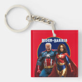 Joe Biden en Kamala Harris als superhelden Sleutelhanger (voorkant)