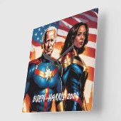 Joe Biden en Kamala Harris als superhelden Vierkante Klok (Hoek)