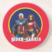 Joe Biden en Kamala Harris als superhelden Zandsteen Onderzetter (Voorkant)