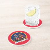 Joe Biden en Kamala Harris als superhelden Zandsteen Onderzetter (Zijkant)