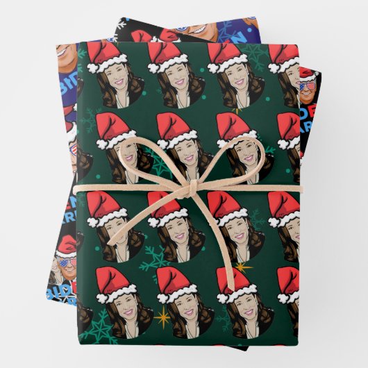 Joe Biden en Kamala Harris Kerstkerstkerstkerstker Inpakpapier Vel (In situ)
