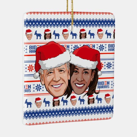 Joe Biden en Kamala Harris Kerstmis Keramisch Ornament (Rechts)