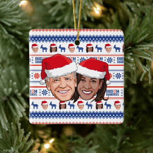 Joe Biden en Kamala Harris Kerstmis Keramisch Ornament (Boom)