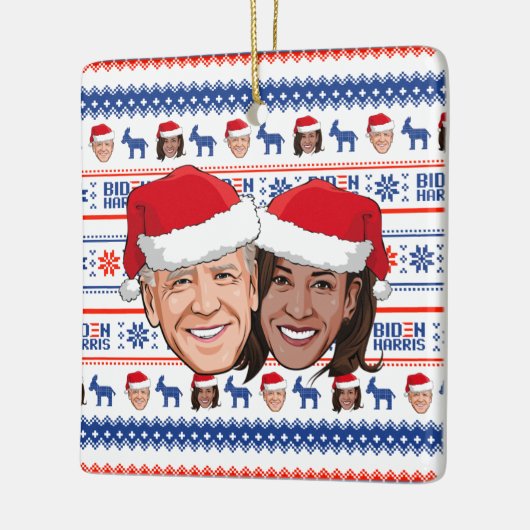 Joe Biden en Kamala Harris Kerstmis Keramisch Ornament (Links)