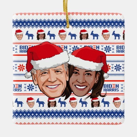 Joe Biden en Kamala Harris Kerstmis Keramisch Ornament (Voorkant)