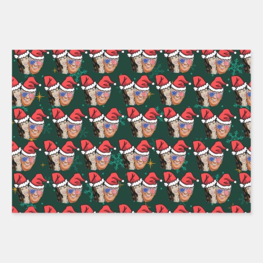 joe biden en kamala harris kerstsanta hat inpakpapier vel (Voorkant)