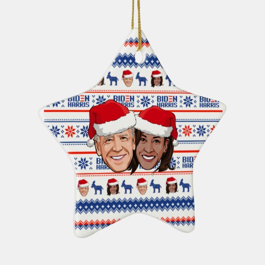 Joe Biden en Kamala Harris met Kerstmis Keramisch Ornament (Rechts)