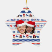 Joe Biden en Kamala Harris met Kerstmis Keramisch Ornament (Achterkant)