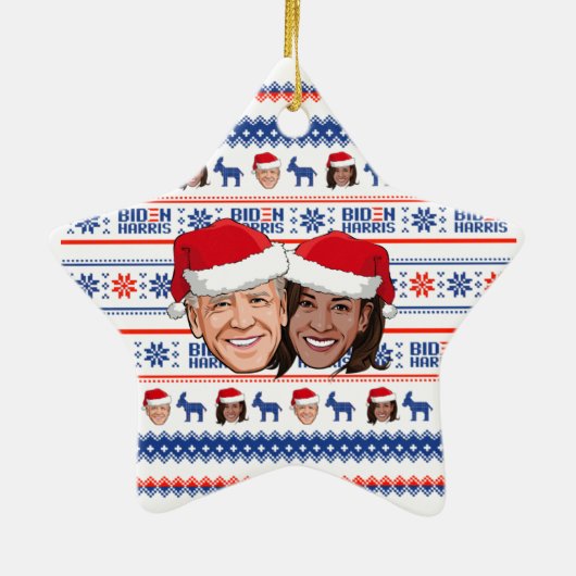 Joe Biden en Kamala Harris met Kerstmis Keramisch Ornament (Achterkant)