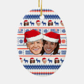 Joe Biden en Kamala Harris met Kerstmis Keramisch Ornament (Achterkant)