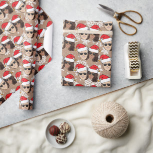 Joe Biden en Kamala Harris Red Pet Kraft Kerstmis Cadeaupapier
