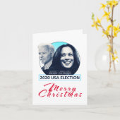 Joe Biden en Kamala Harris vrolijk kerstfeest Kaart (Gele Bloem)