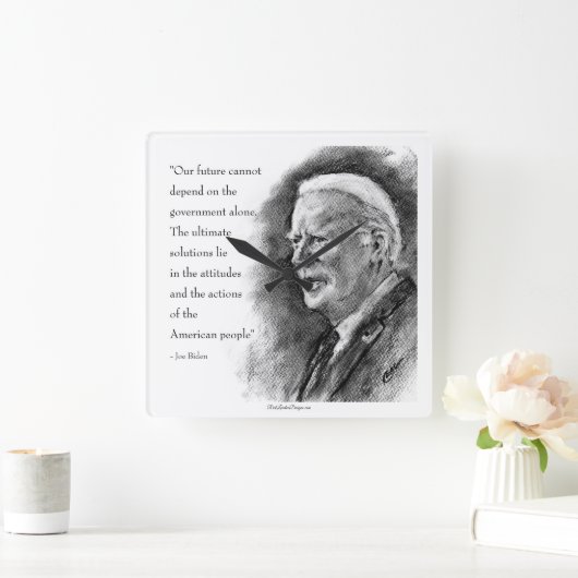 Joe Biden en Quote Vierkante Klok (Huis)