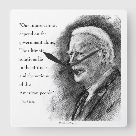 Joe Biden en Quote Vierkante Klok (Voorkant)